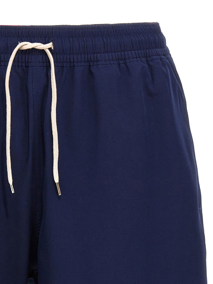 Blue Polyester Bermuda Shorts