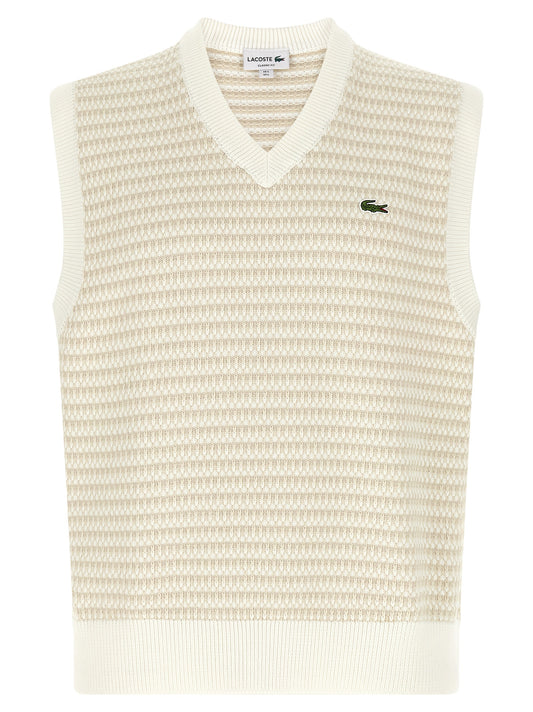 Beige Cotton Sleeveles Sweater