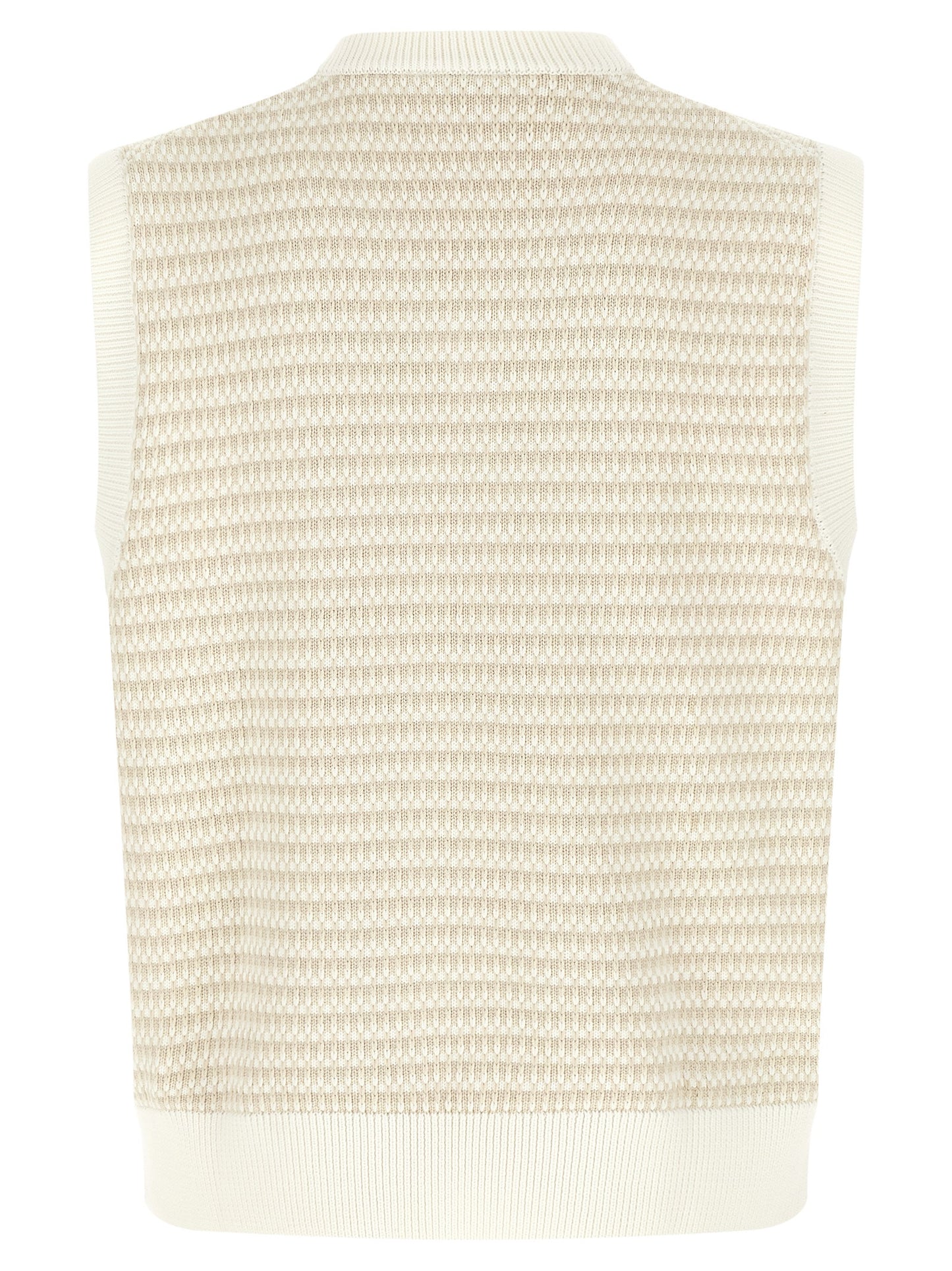 Beige Cotton Sleeveles Sweater
