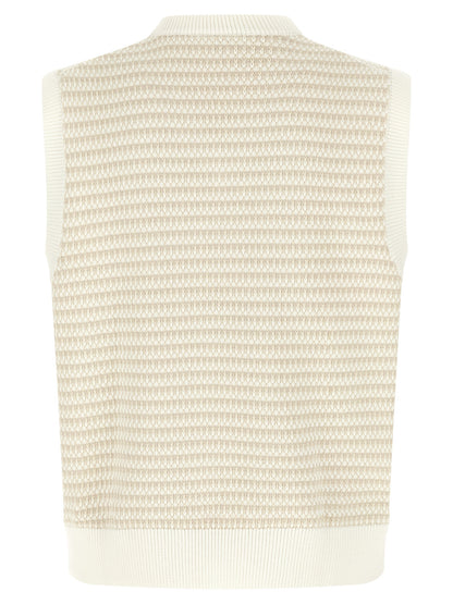 Beige Cotton Sleeveles Sweater