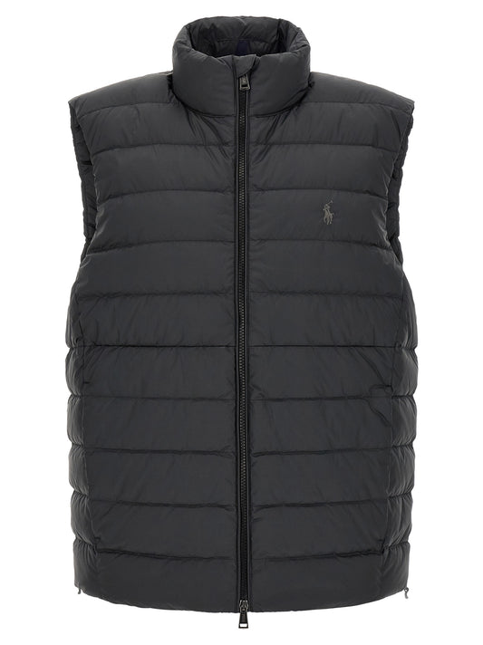 Black Polyester Sleeveless Jacket