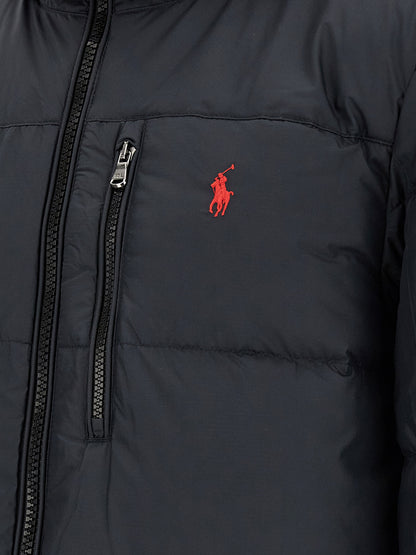Black Polyester Full-Length Jacket