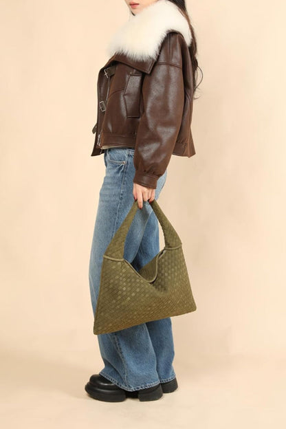 Große geflochtene Tasche aus Wildleder Tory