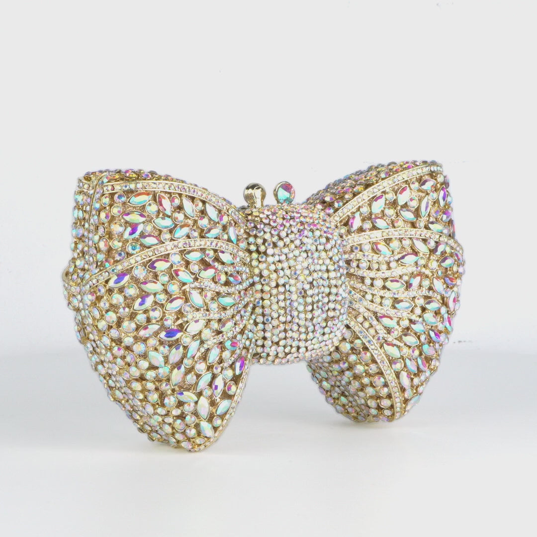 Clutch mit Schleife und Strass Bianca