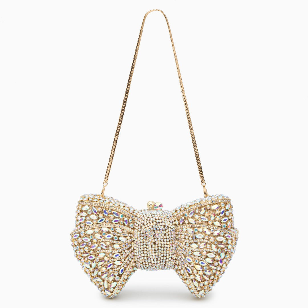 Clutch mit Schleife und Strass Bianca