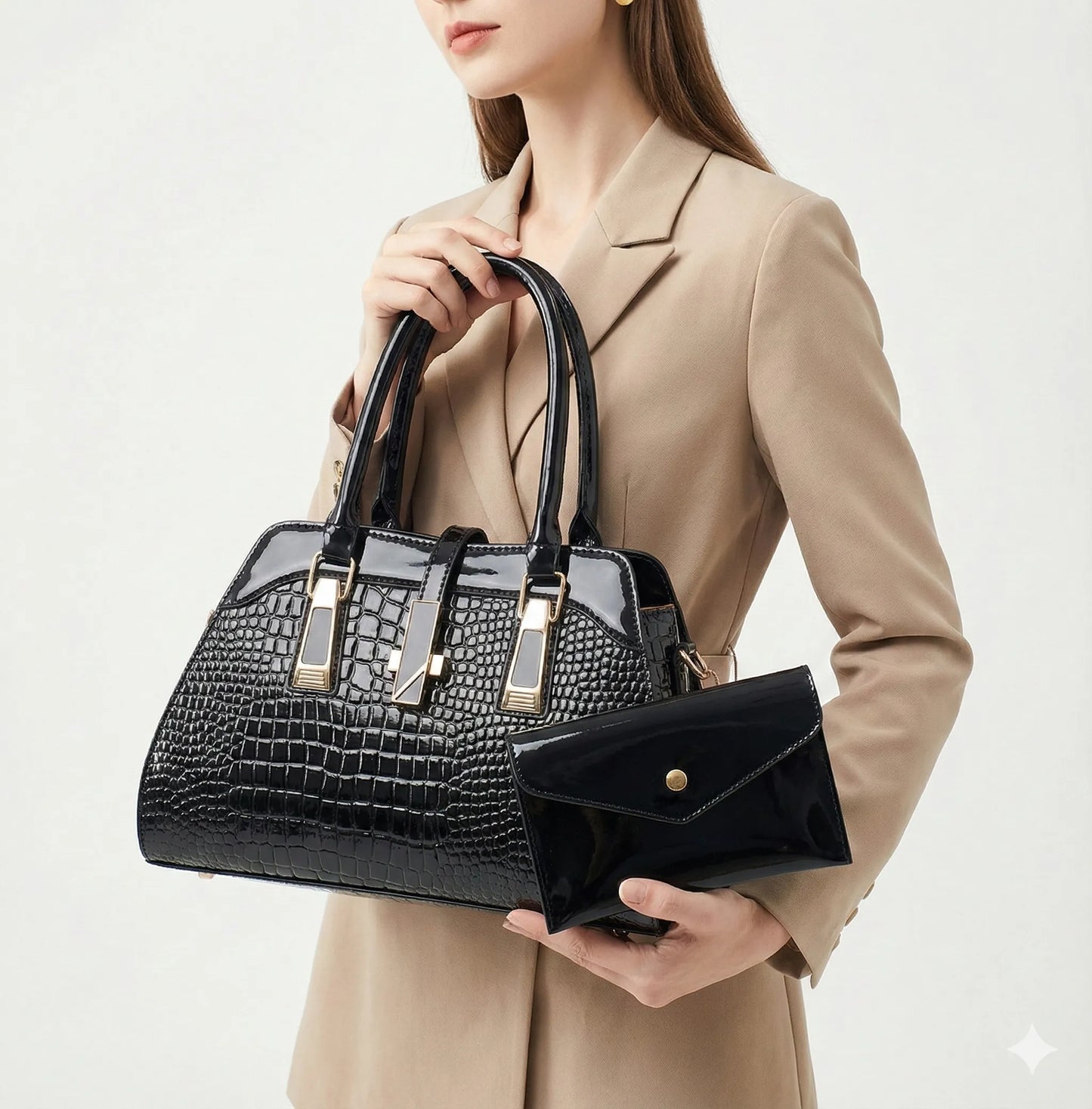 Set Tasche und Geldbörse aus Echtleder - Vian