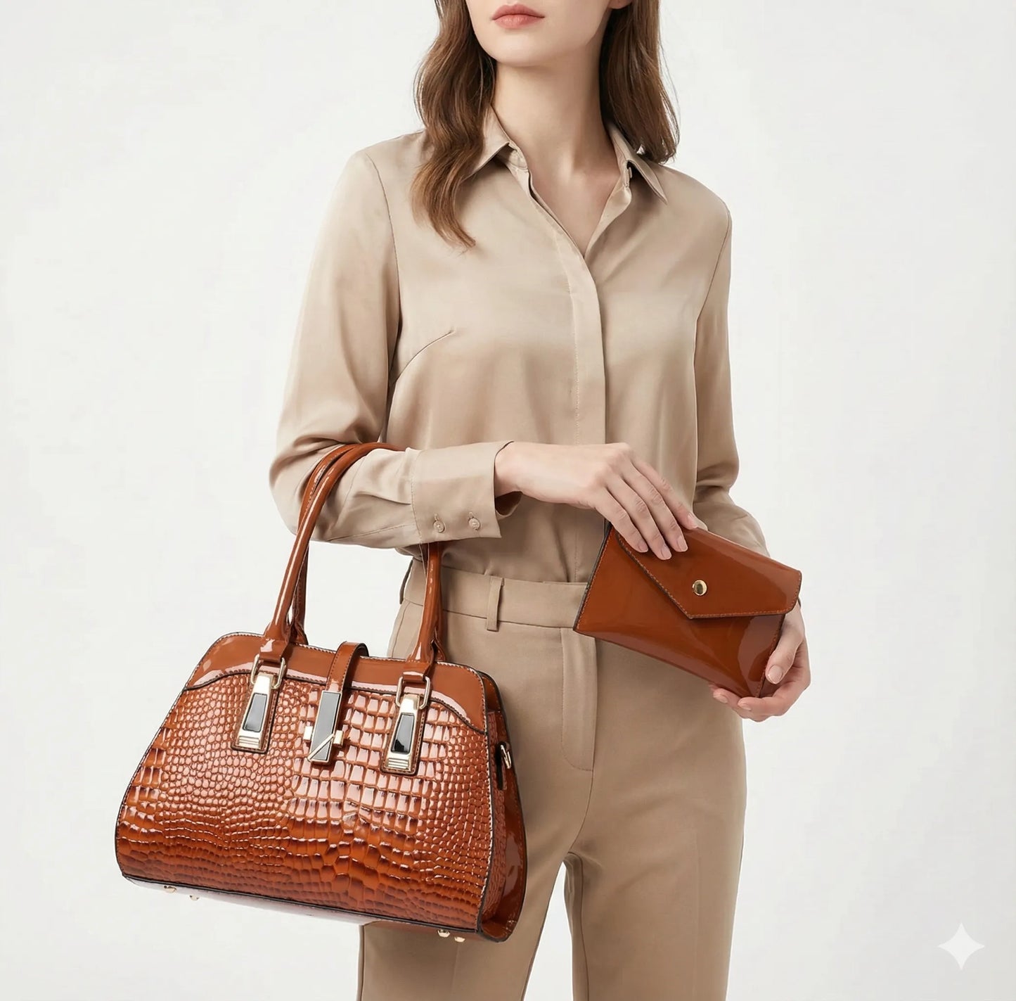 Set Tasche und Geldbörse aus Echtleder - Vian