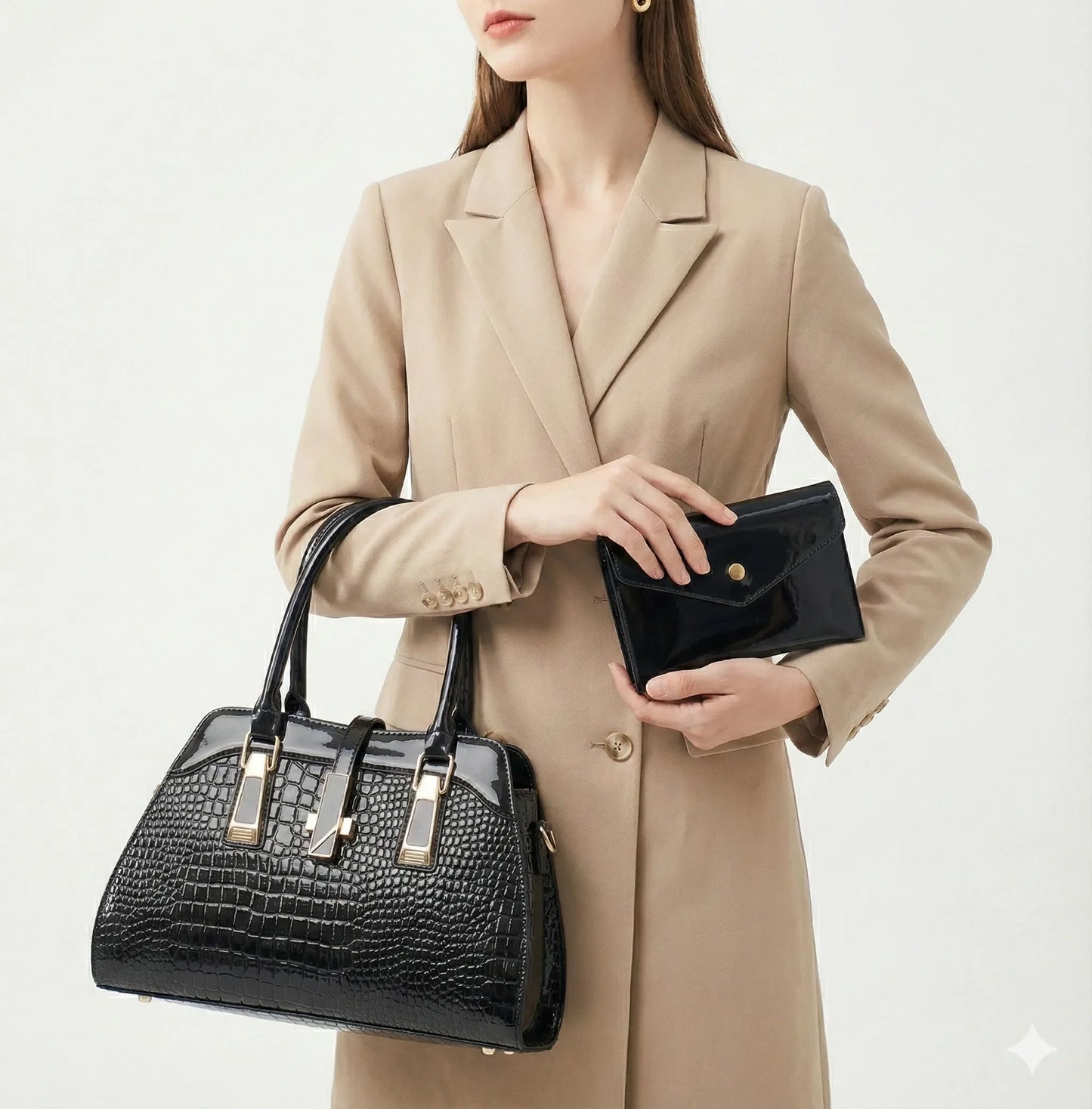 Set Tasche und Geldbörse aus Echtleder - Vian
