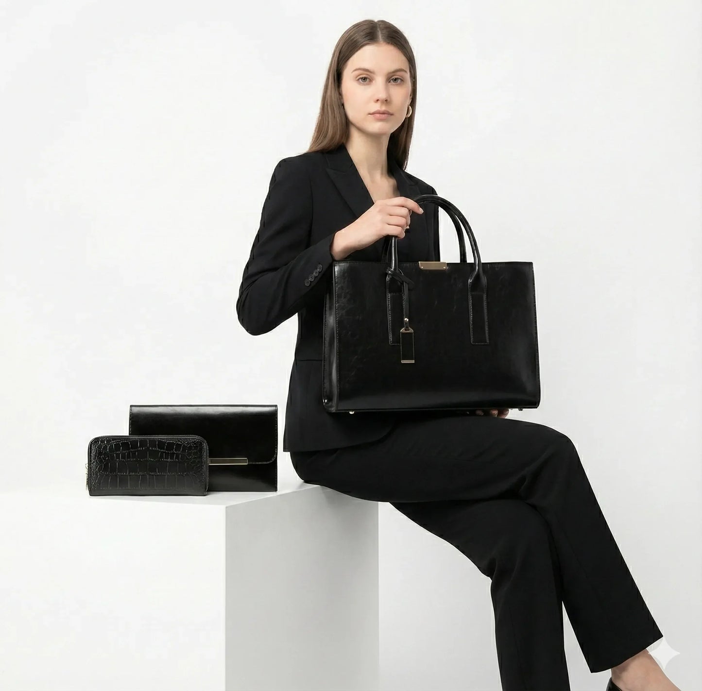 Set aus Echtleder Tasche + 2 Geldbörse - Zayna