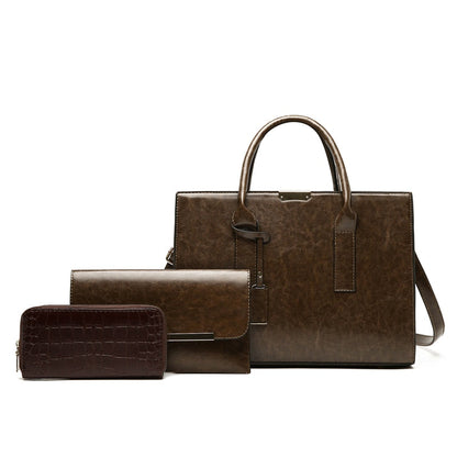 Set aus Echtleder Tasche + 2 Geldbörse - Zayna
