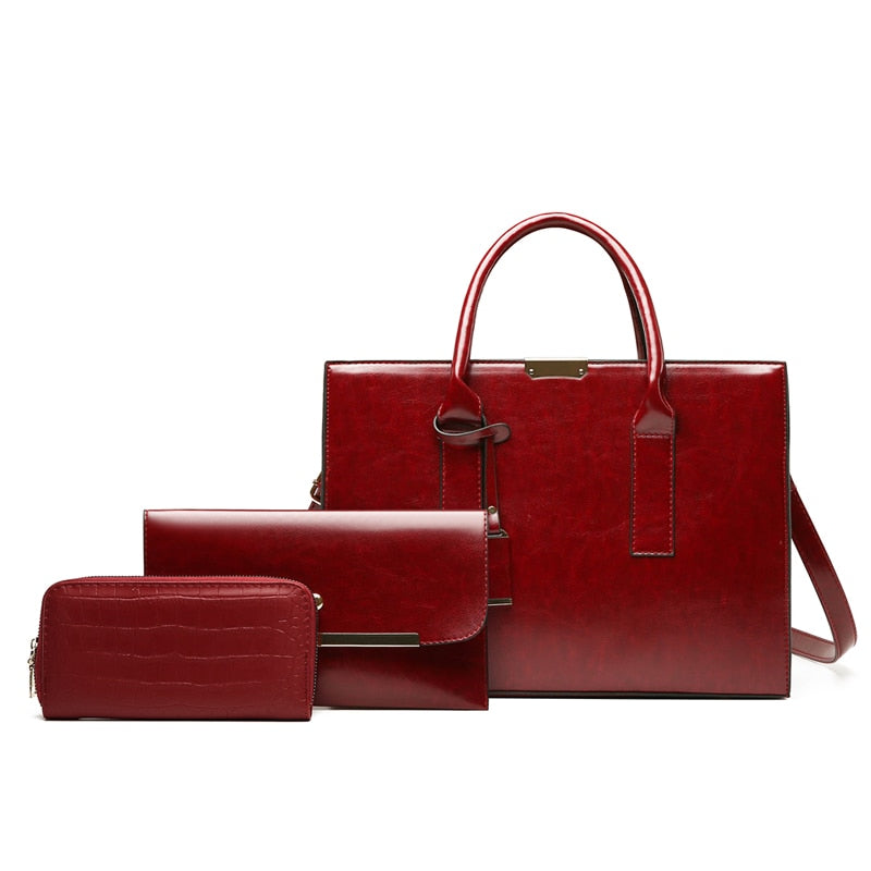 Set aus Echtleder Tasche + 2 Geldbörse - Zayna