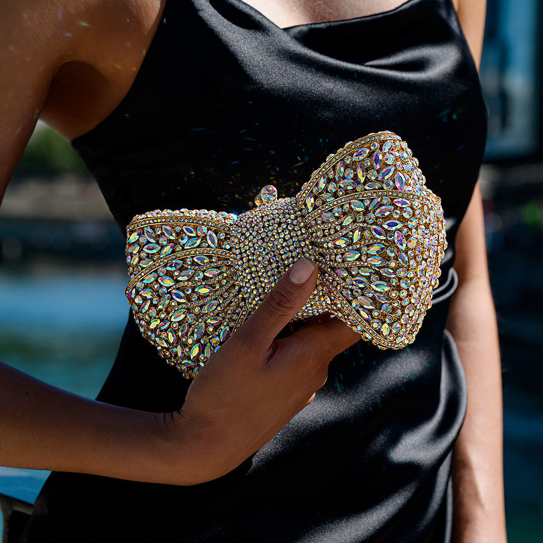 Clutch mit Schleife und Strass Bianca