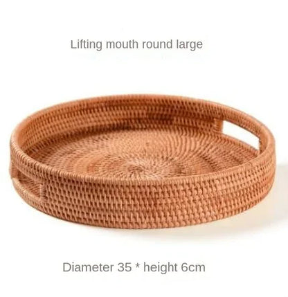 Cesta De Frutas De Vime De Rattan Tecida À Mão, Cesta De Pão De Lanche De Chá, Caixa De Armazenamento Retangular Cosmética, Suprimentos De Cozinha Doméstica