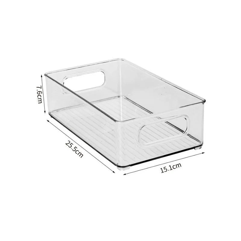 1pc geladeira organizador caixas empilhável geladeira caixa de armazenamento de alimentos com alça de plástico transparente despensa comida freezer organizador ferramenta