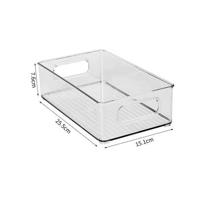 1pc geladeira organizador caixas empilhável geladeira caixa de armazenamento de alimentos com alça de plástico transparente despensa comida freezer organizador ferramenta