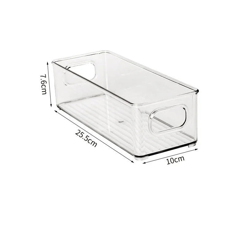 1pc geladeira organizador caixas empilhável geladeira caixa de armazenamento de alimentos com alça de plástico transparente despensa comida freezer organizador ferramenta