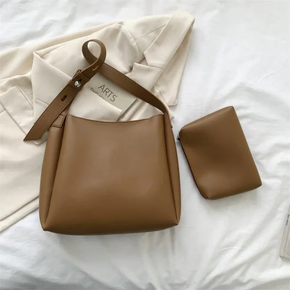 Tasche aus Echtleder + Necessaire - Glass