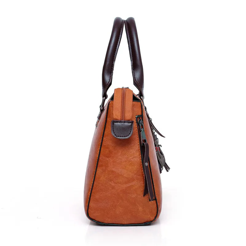 Premium-Set aus Echtleder - Tasche + Geldbörse + Clutch + Necessaire gratis