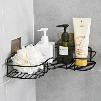 Prateleira de parede do banheiro com ventosa, suporte do champô, nenhuma perfuração, armazenamento da cozinha, acessórios do chuveiro, 1 Pc, 2Pcs