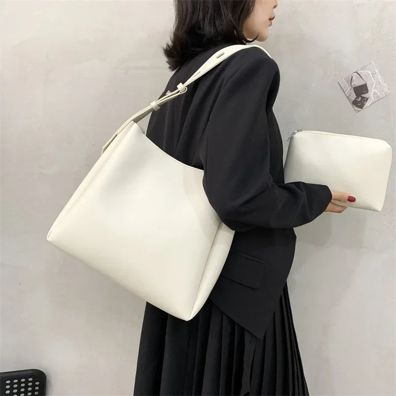 Tasche aus Echtleder + Necessaire - Glass