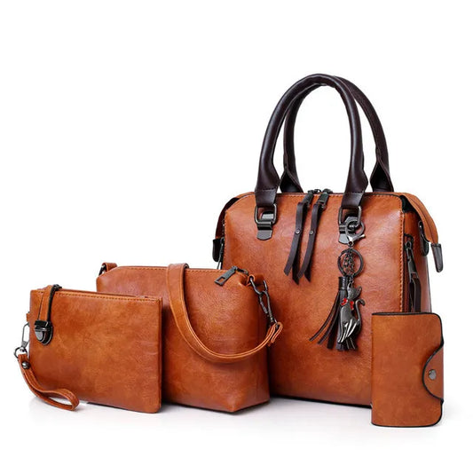 Premium-Set aus Echtleder - Tasche + Geldbörse + Clutch + Necessaire gratis
