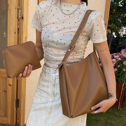 Tasche aus Echtleder + Necessaire - Glass