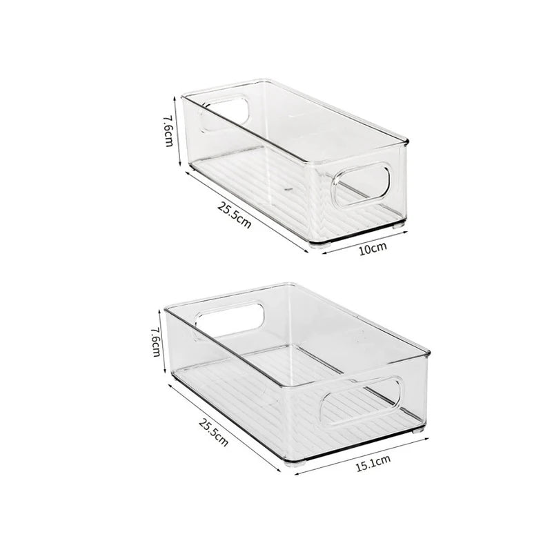 1pc geladeira organizador caixas empilhável geladeira caixa de armazenamento de alimentos com alça de plástico transparente despensa comida freezer organizador ferramenta