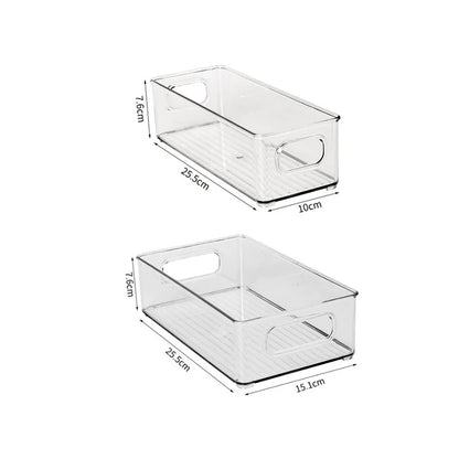 1pc geladeira organizador caixas empilhável geladeira caixa de armazenamento de alimentos com alça de plástico transparente despensa comida freezer organizador ferramenta