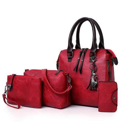 Premium-Set aus Echtleder - Tasche + Geldbörse + Clutch + Necessaire gratis