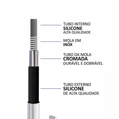 Gourmet Faucet com Jet Cone Duplo, Cozinha Faucet Flexível, Parede Preta, 1/4 Voltar