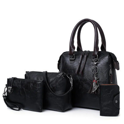 Premium-Set aus Echtleder - Tasche + Geldbörse + Clutch + Necessaire gratis