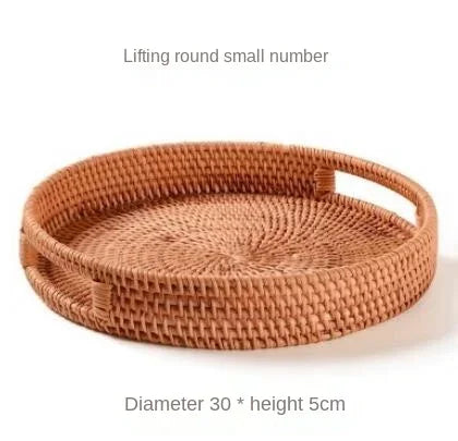 Cesta De Frutas De Vime De Rattan Tecida À Mão, Cesta De Pão De Lanche De Chá, Caixa De Armazenamento Retangular Cosmética, Suprimentos De Cozinha Doméstica