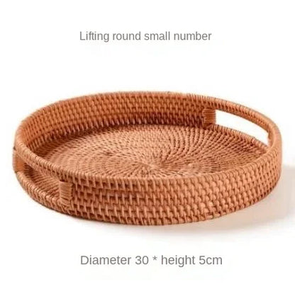 Cesta De Frutas De Vime De Rattan Tecida À Mão, Cesta De Pão De Lanche De Chá, Caixa De Armazenamento Retangular Cosmética, Suprimentos De Cozinha Doméstica
