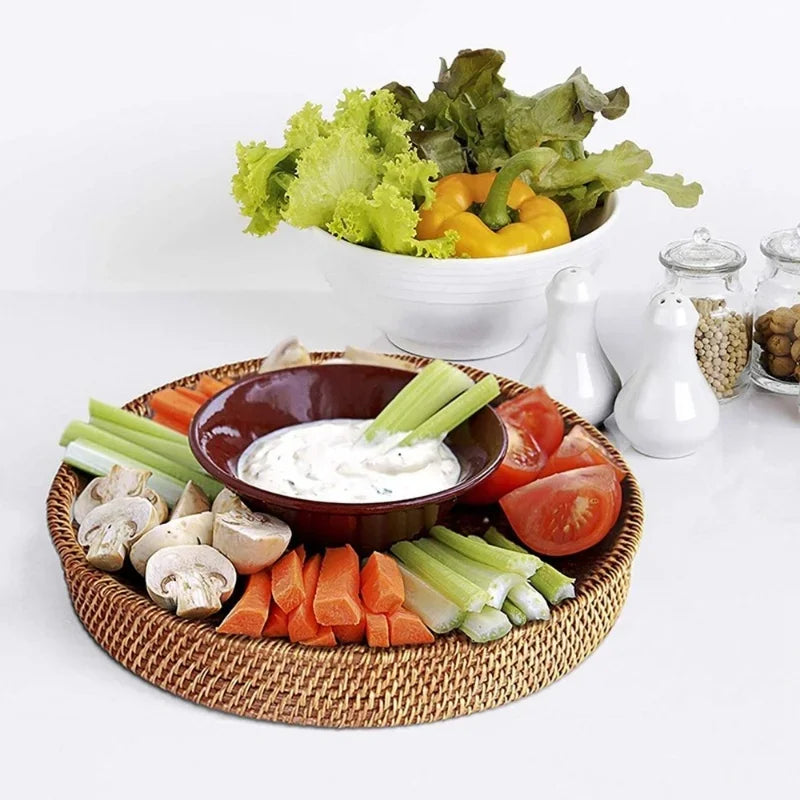 Cesta De Frutas De Vime De Rattan Tecida À Mão, Cesta De Pão De Lanche De Chá, Caixa De Armazenamento Retangular Cosmética, Suprimentos De Cozinha Doméstica