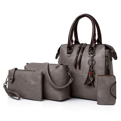 Premium-Set aus Echtleder - Tasche + Geldbörse + Clutch + Necessaire gratis