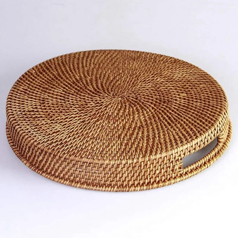 Cesta De Frutas De Vime De Rattan Tecida À Mão, Cesta De Pão De Lanche De Chá, Caixa De Armazenamento Retangular Cosmética, Suprimentos De Cozinha Doméstica
