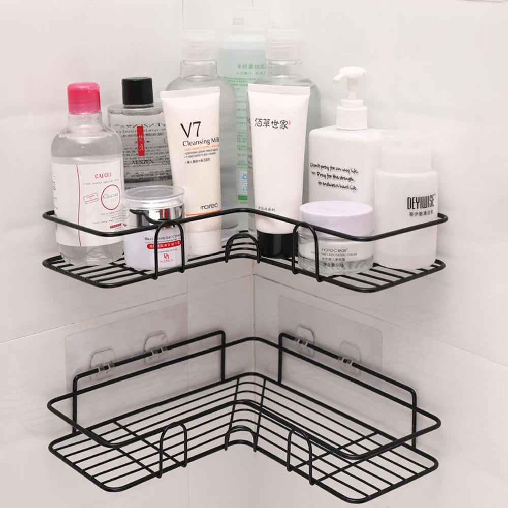 Prateleira de parede do banheiro com ventosa, suporte do champô, nenhuma perfuração, armazenamento da cozinha, acessórios do chuveiro, 1 Pc, 2Pcs